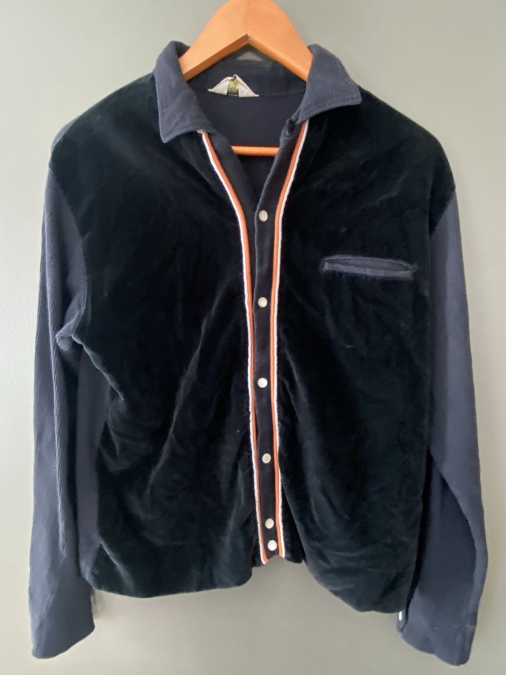 dale's of montreal Rare Vintage Velvet-Front Shirt in Navy, Size M